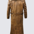 Men’s Distressed Tan Leather Trench Coat | Vintage Longline Genuine Leather Duster - Image 2