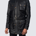 Men’s Black Leather M-65 Field Jacket | Military-Inspired Tactical Outerwear - Image 1
